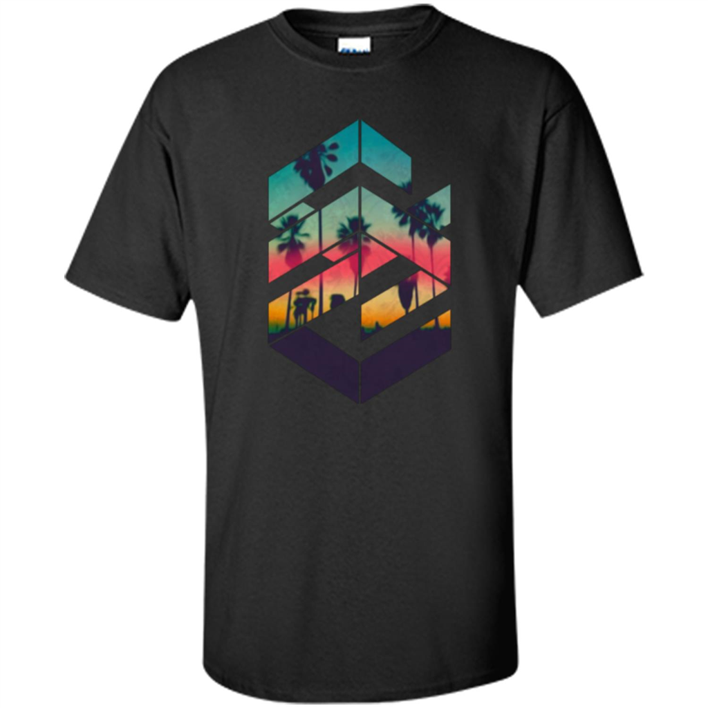 Summer T-shirt Geometric Sunset Beach Black