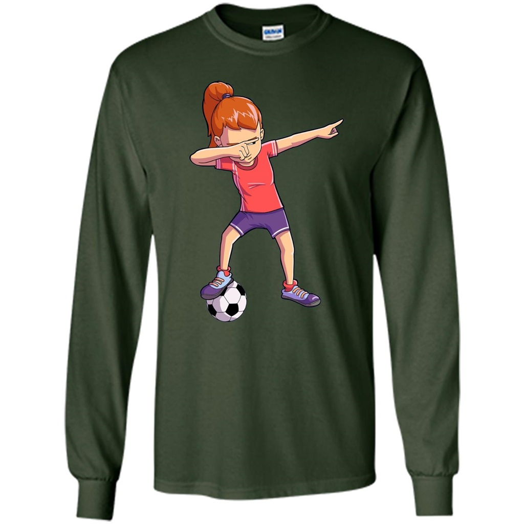 Dabbing Soccer Girl T-shirt Dab Dance T-shirt Forest Green