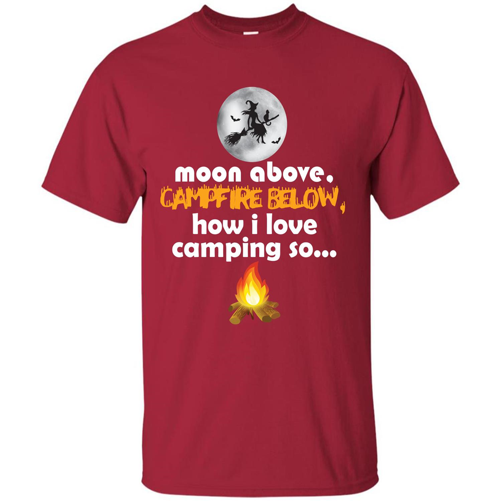 Halloween T-shirt Moon Above Campfire Below T-shirt Cardinal