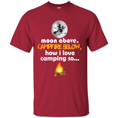 Halloween T-shirt Moon Above Campfire Below T-shirt Cardinal