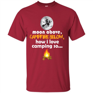 Halloween T-shirt Moon Above Campfire Below T-shirt