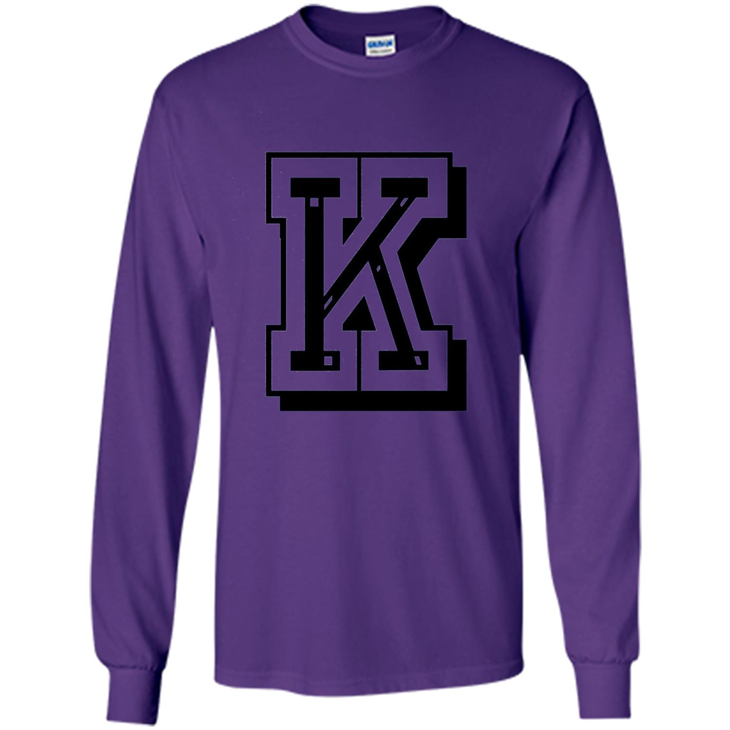 Letter K Initial T-Shirt for Names or Spelling Words Purple