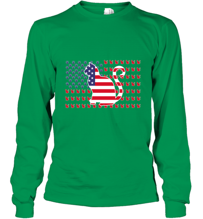 American Flag Cats Lovers Shirt Long Sleeve T-Shirt Irish Green