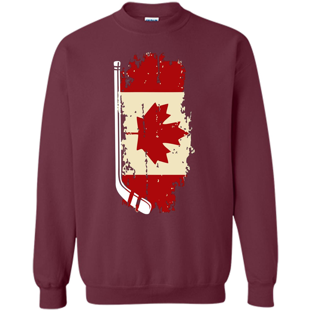 Canada Hockey Funny T-Shirt Canada Hockey Flag T-shirt Maroon