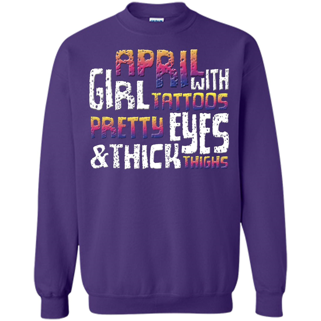April Girl T-shirt With Tattoos Pretty Eyes and Thick Thighs Purple