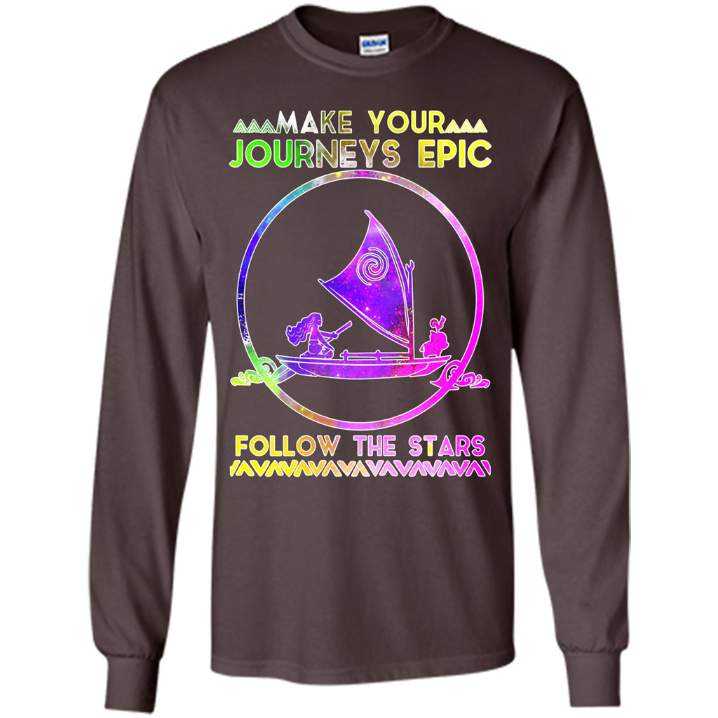 Movie T-shirt Make Your Journeys Epic Follow The Stars Dark Chocolate