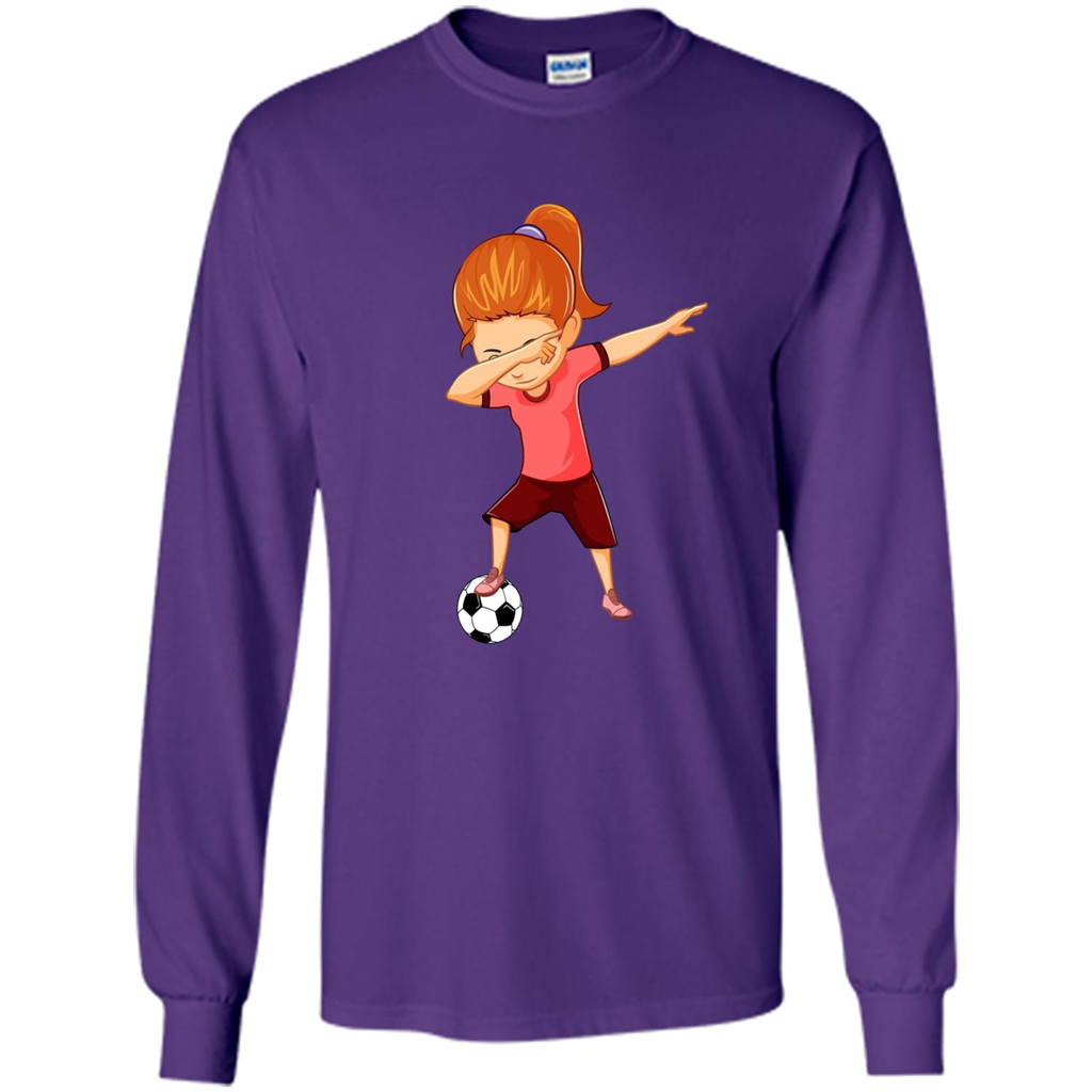 Soccer T-shirt For Girls Funny Dabbing Dab Dance Soccer Ball Purple