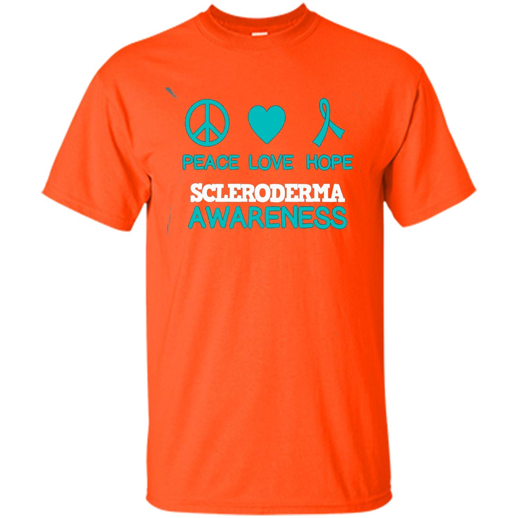 Scleroderma Awareness Ribbon Support T-shirt Peace Love Hope T-shirt Orange