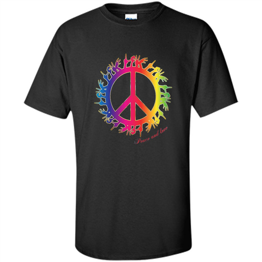 Peace and Love American Sign Language ASL T-shirt Black