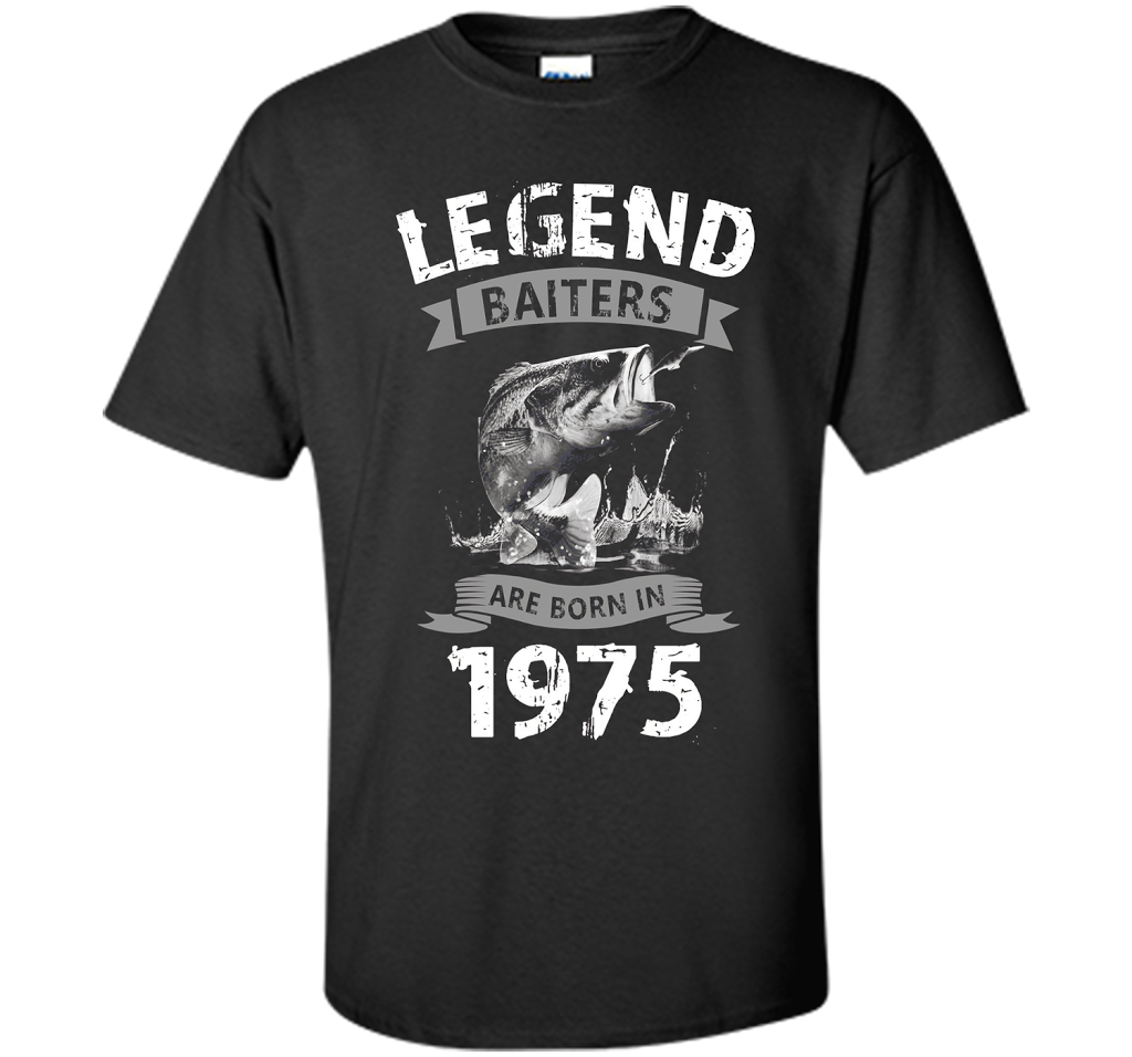 Mens 42nd Years Old 1975 Birthday Gift Idea Tshirt for Fishing shirt Black