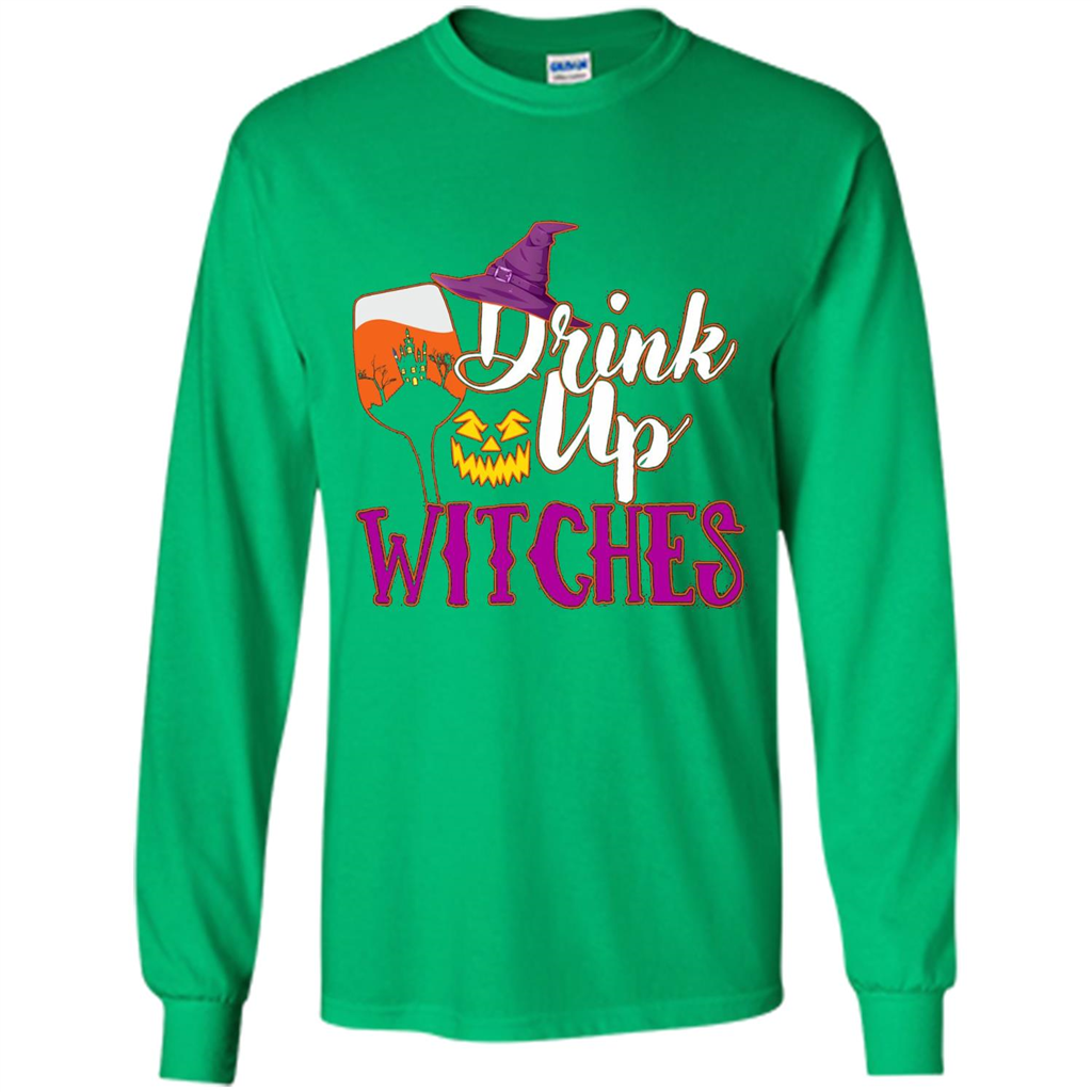Drink Up Witches T Shirt Funny Halloween Costume Irish Green