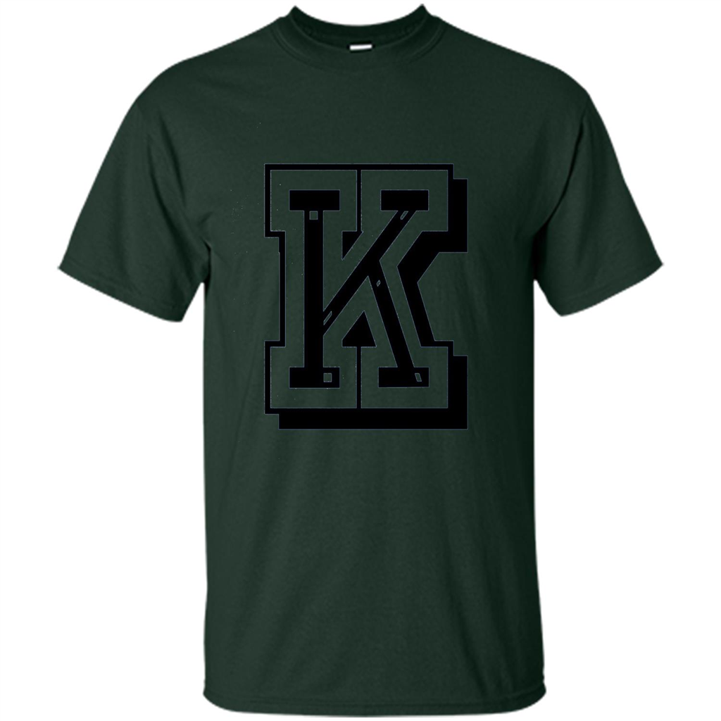 Letter K Initial T-Shirt for Names or Spelling Words Forest Green