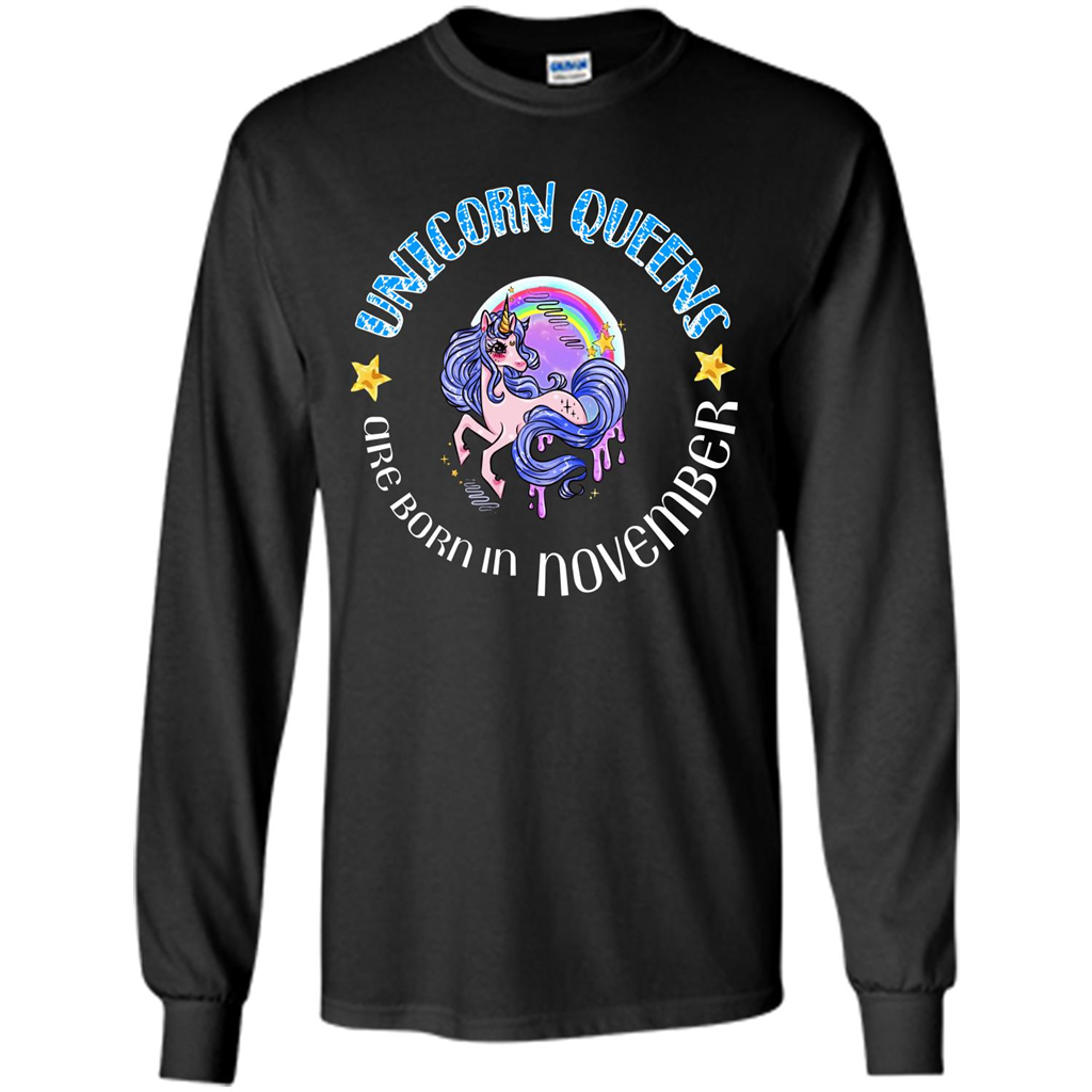 November Unicorn T-shirt Unicorn Queens Are Born November Black