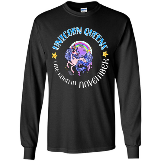 November Unicorn T-shirt Unicorn Queens Are Born November Black