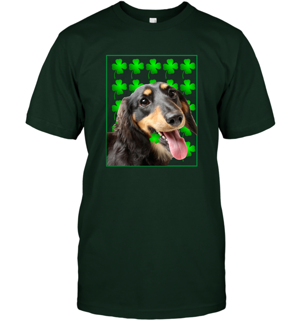 Dachshund With Shamrocks Shirt T-Shirt Forest Green