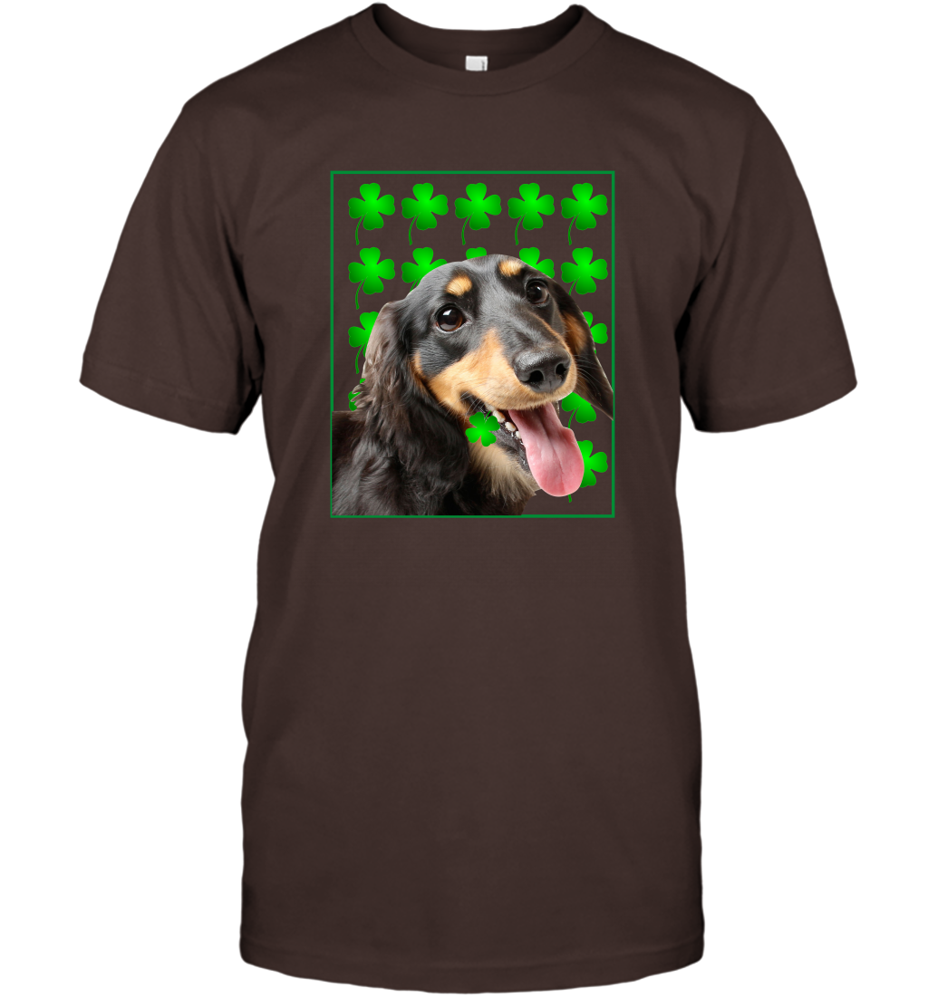 Dachshund With Shamrocks Shirt T-Shirt Dark Chocolate