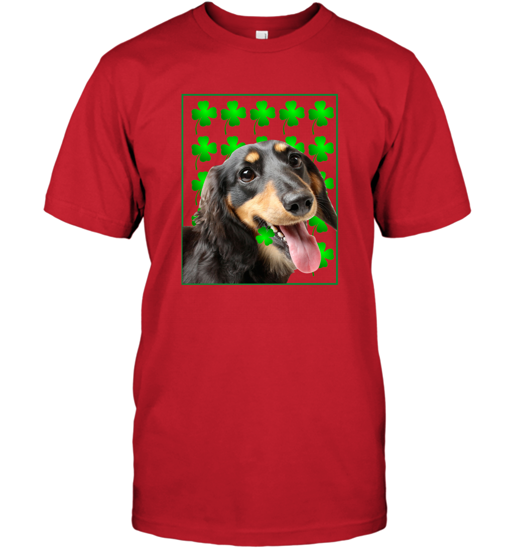 Dachshund With Shamrocks Shirt T-Shirt Red