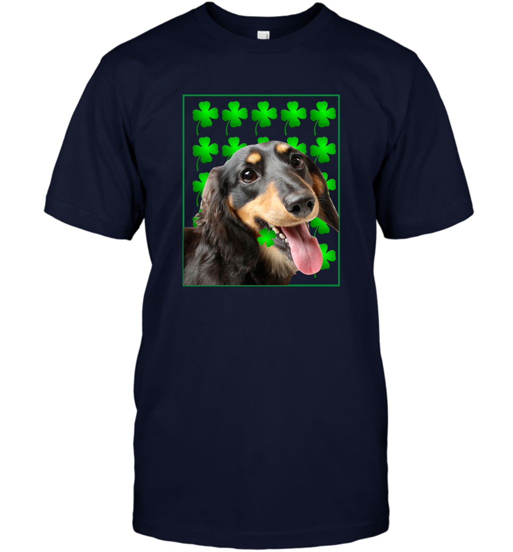 Dachshund With Shamrocks Shirt T-Shirt Navy