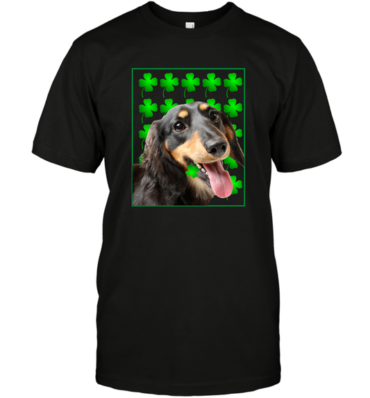 Dachshund With Shamrocks Shirt T-Shirt Black