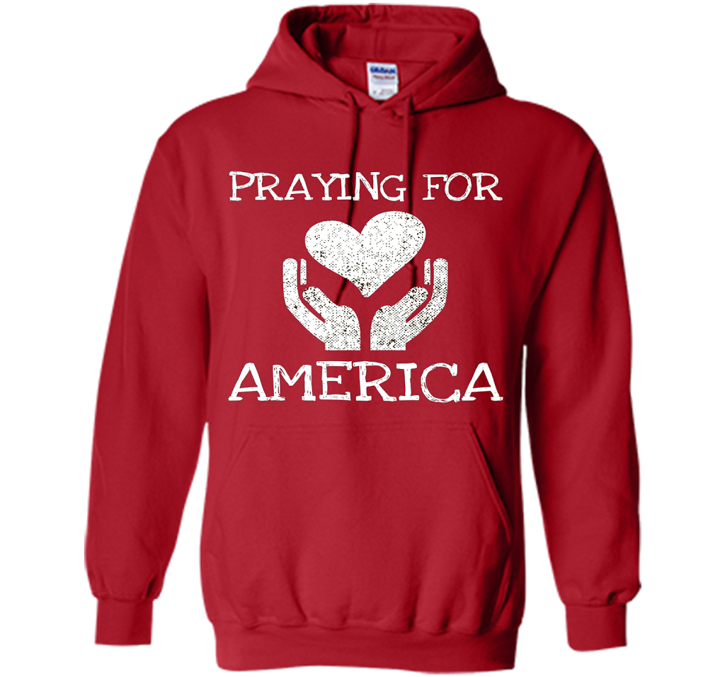 Praying for America Hands of Hope with Heart T-Shirt cool shirt Red