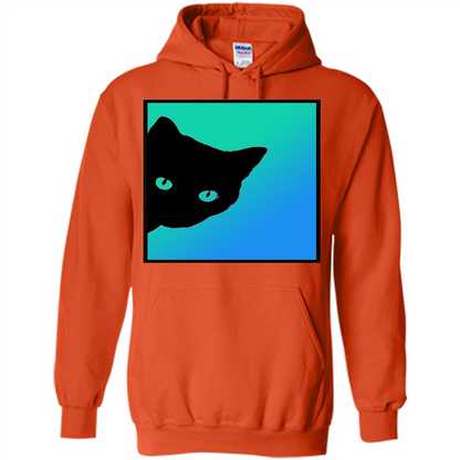 Cat Lover T-shirt Black Cat Blue Green T-shirt Orange
