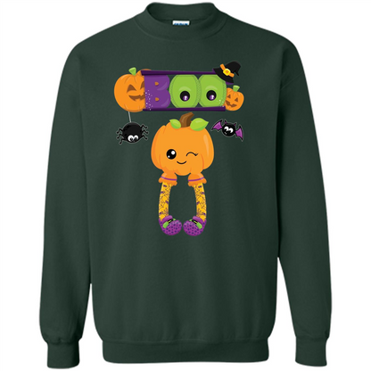 Cute Halloween Boo T-Shirt with Pumpkins-Party T-shirt Forest Green
