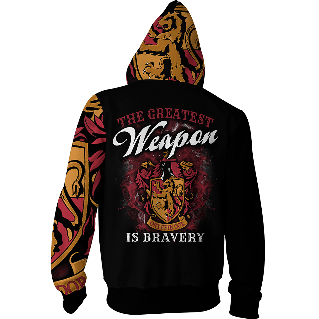 The Greatest Weapon Bravery Gryffindor Harry Potter Zip Up Hoodie