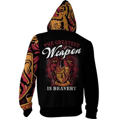 The Greatest Weapon Bravery Gryffindor Harry Potter Zip Up Hoodie