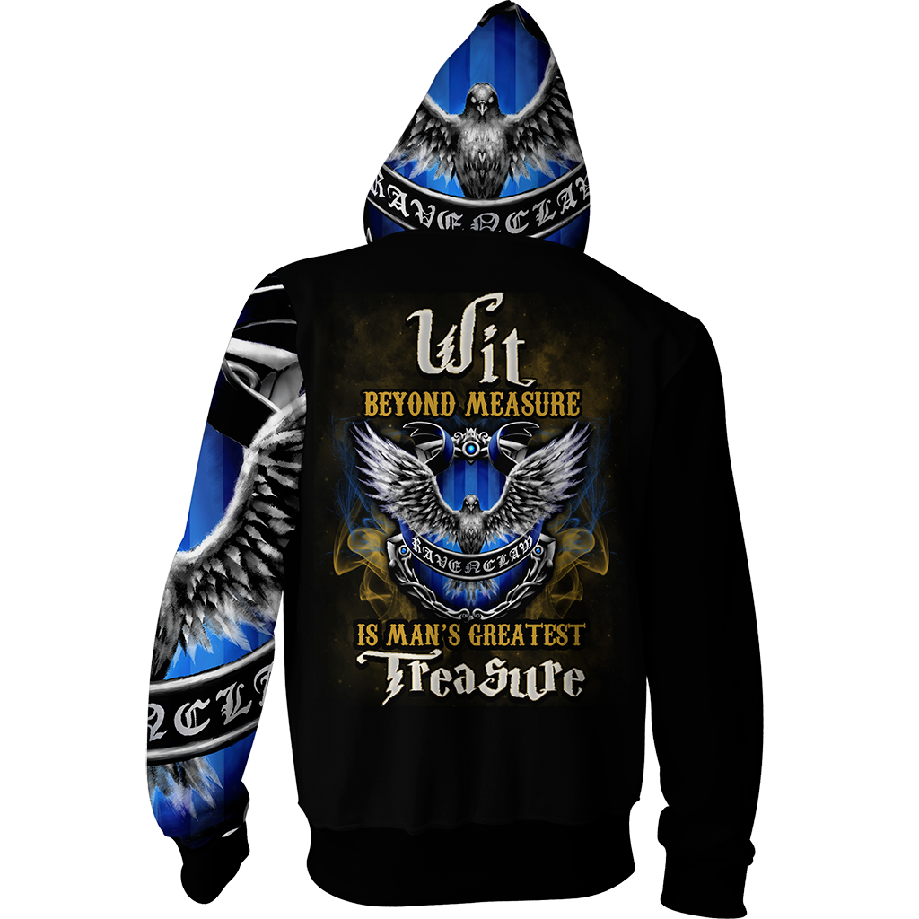 Wit Beyond Measure Is Man's Greatest Treasure Ravenclaw Harry Potter Zip Up Hoodie