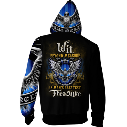 Wit Beyond Measure Is Man's Greatest Treasure Ravenclaw Harry Potter Zip Up Hoodie