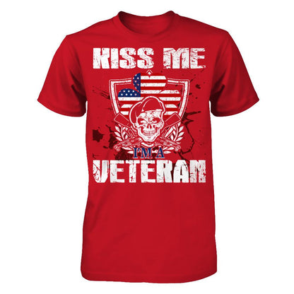 Kiss Me I'm A Veteran T-shirt Gildan - Short Sleeve Tee Red