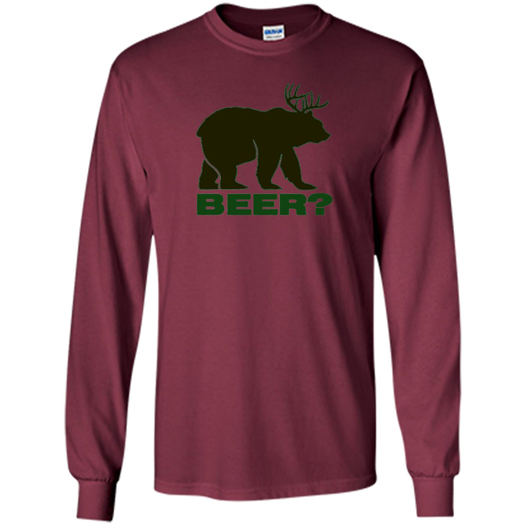 Bear Deer Bear Beer Funny T-shirt Maroon