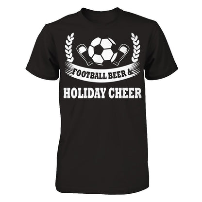 Football, Beer & Holiday Cheer T-shirt Next Level - Unisex Fitted Tee Black