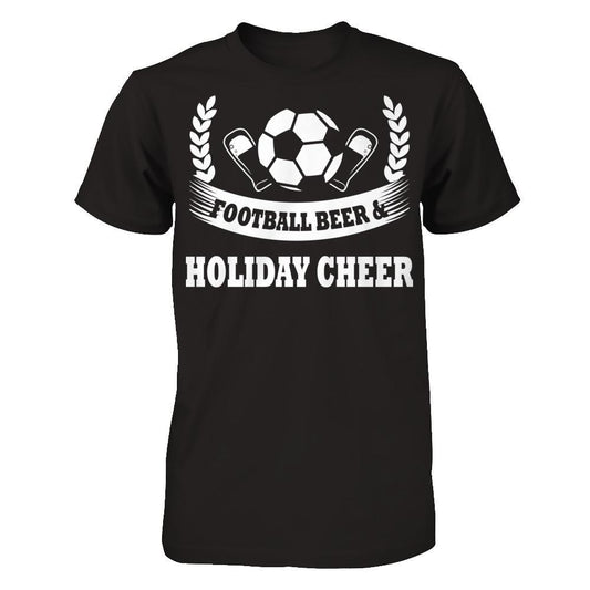 Football, Beer & Holiday Cheer T-shirt Next Level - Unisex Fitted Tee Black