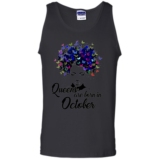Queens Are Born In October Proud Black Woman Butterfly T-shirt Black
