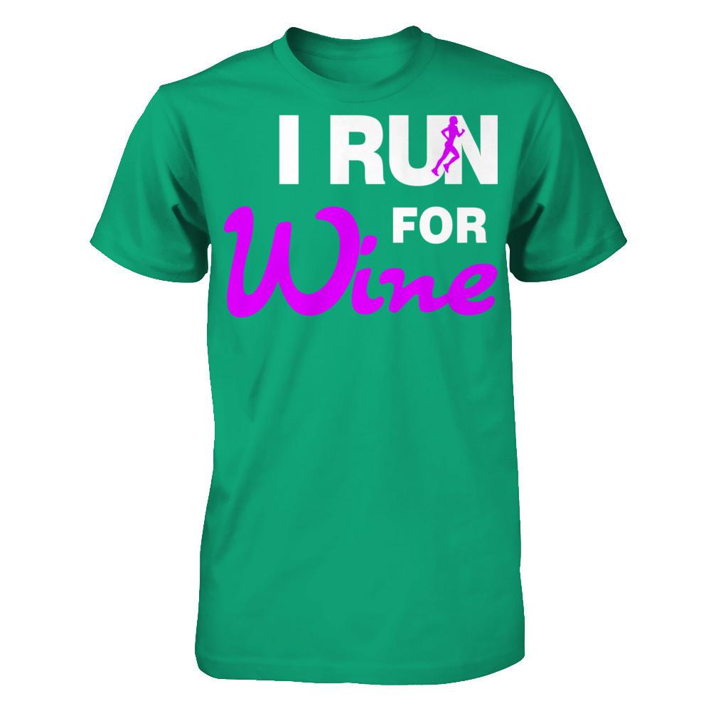 I Run For Wine T-shirt Gildan - Short Sleeve Tee Kelly Green