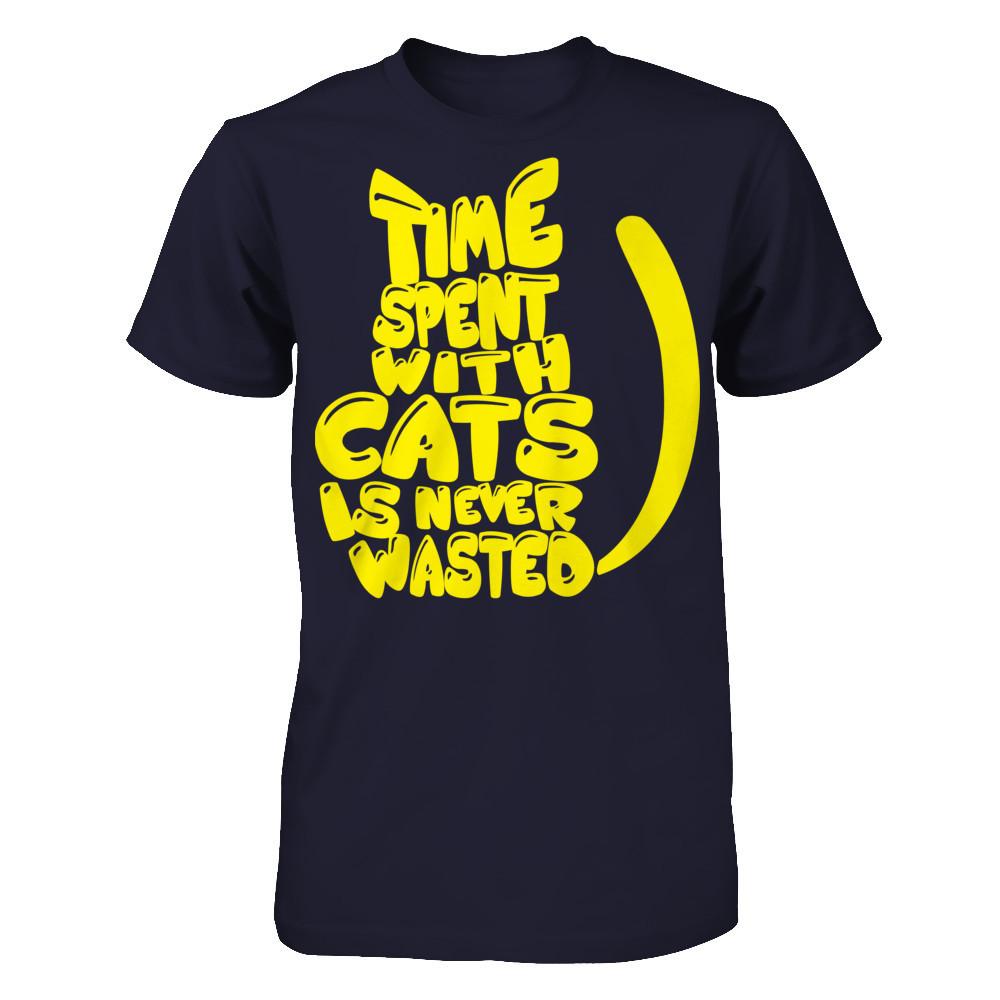 Time Spent With Cats Is Never Wasted Next Level - Unisex Fitted Tee Midnight Navy