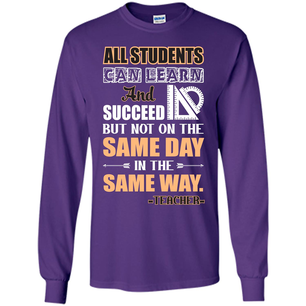 Teacher T-shirt All Students Can Learn And Succeed Purple