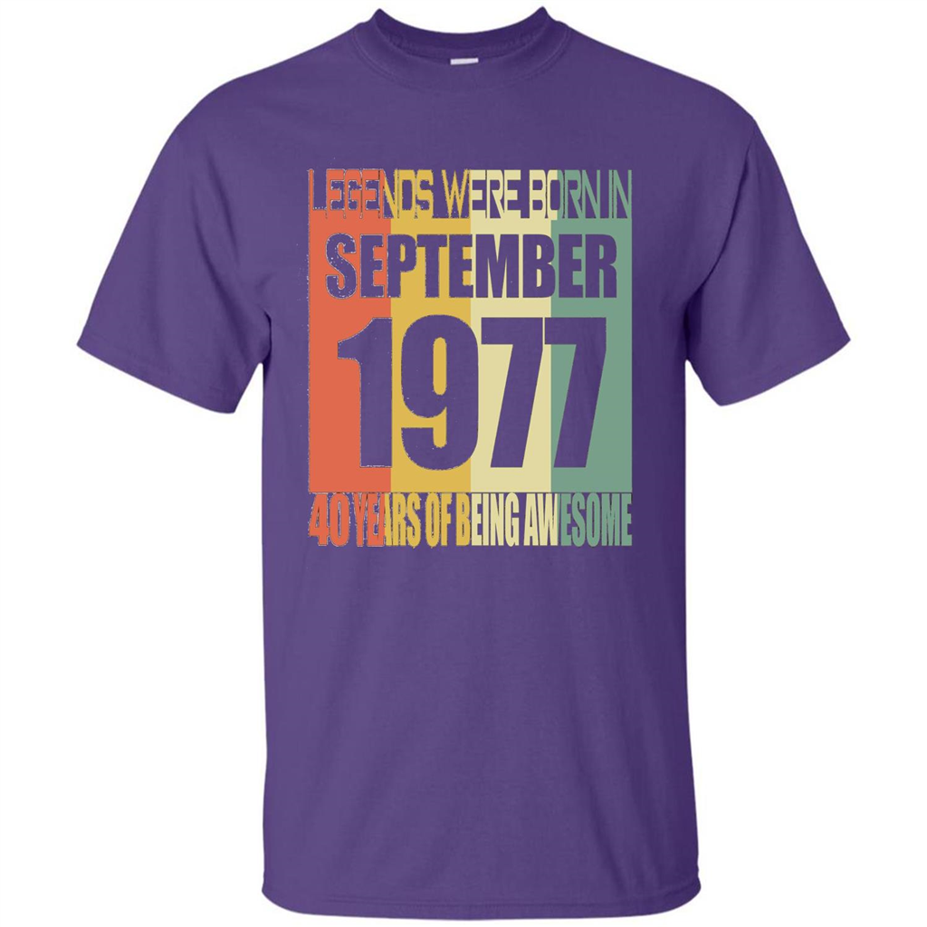 Legends Were Born In September 1977 T-shirt 40th Birthday Gifts T-shirt Purple