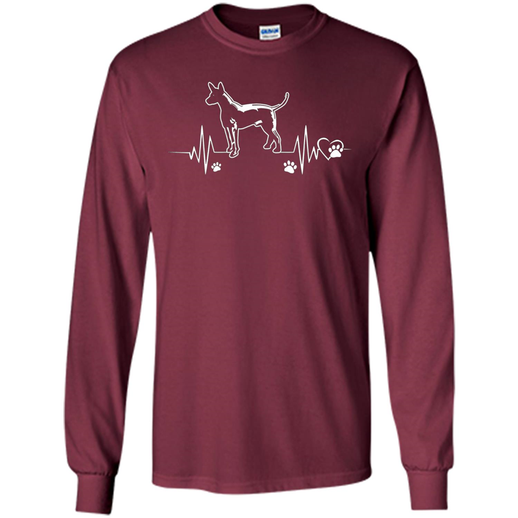 Heartbeat Mexican Hairless Dog T-shirt Heartbeat Paw Dogs Maroon