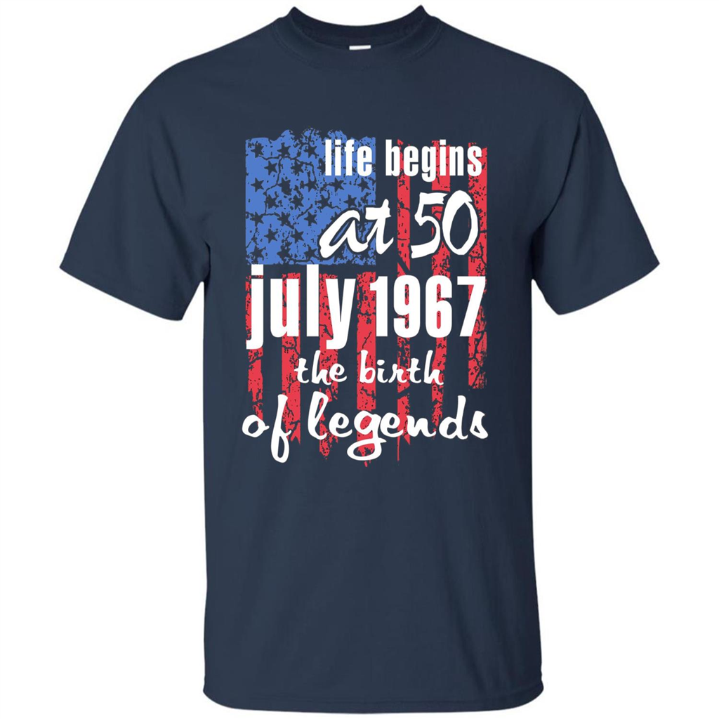 Life Begins At 50 T-shirt July 1967 The Birth Of Legends T-shirt Navy