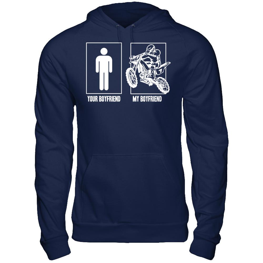 Your Boyfriend- My Boyfriend - Rider Gildan - Pullover Hoodie Navy