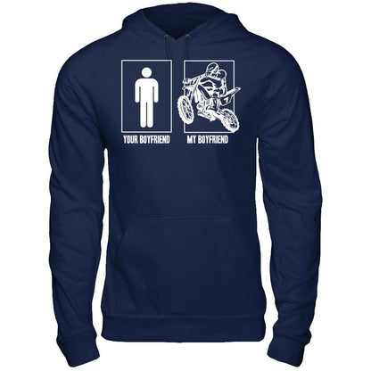 Your Boyfriend- My Boyfriend - Rider Gildan - Pullover Hoodie Navy
