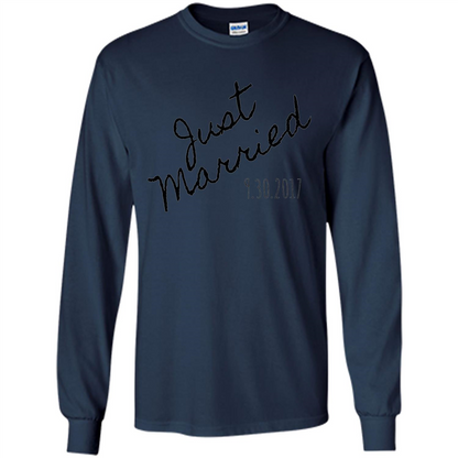Just Married Honeymoon September 30 2017 Wedding T-Shirt Navy