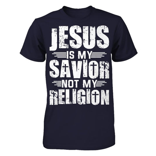 Jesus Is My Savior, Not My Religion Next Level - Unisex Fitted Tee Midnight Navy
