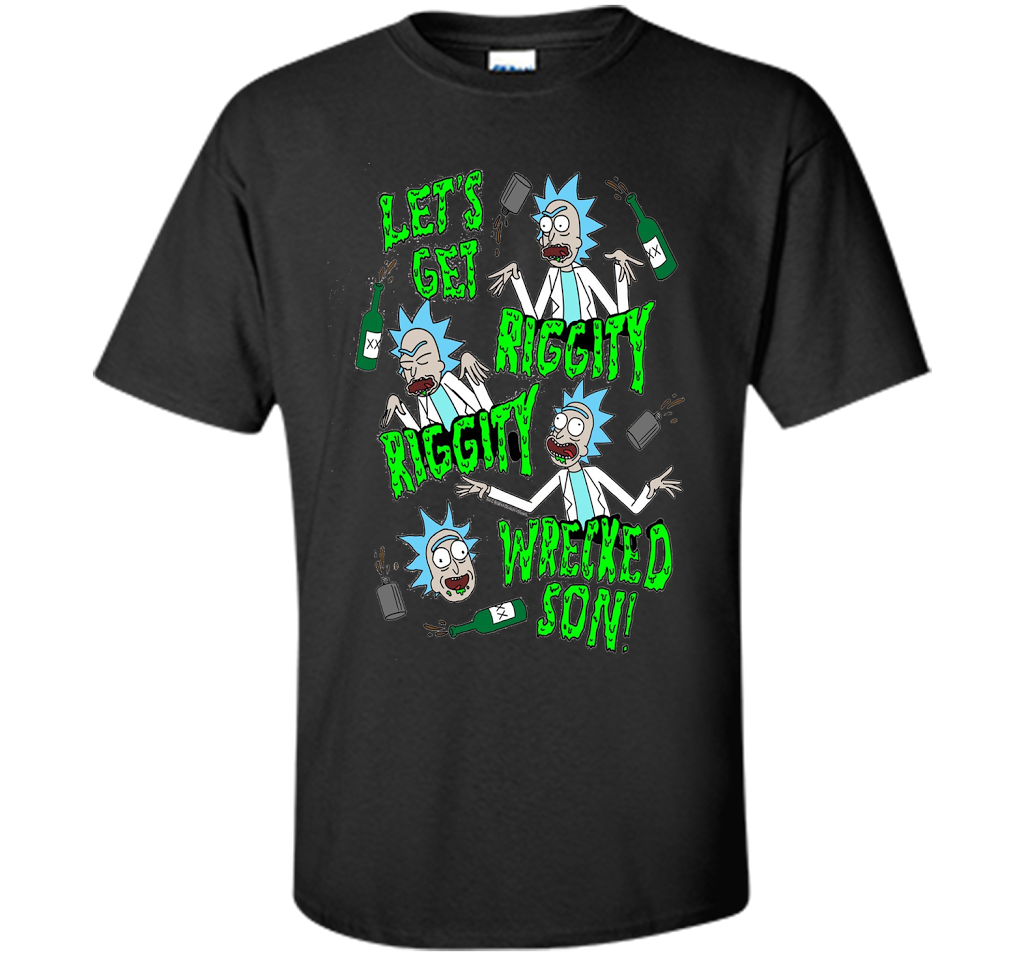 Rick &amp; Morty Riggity Riggity Wrecked shirt Black