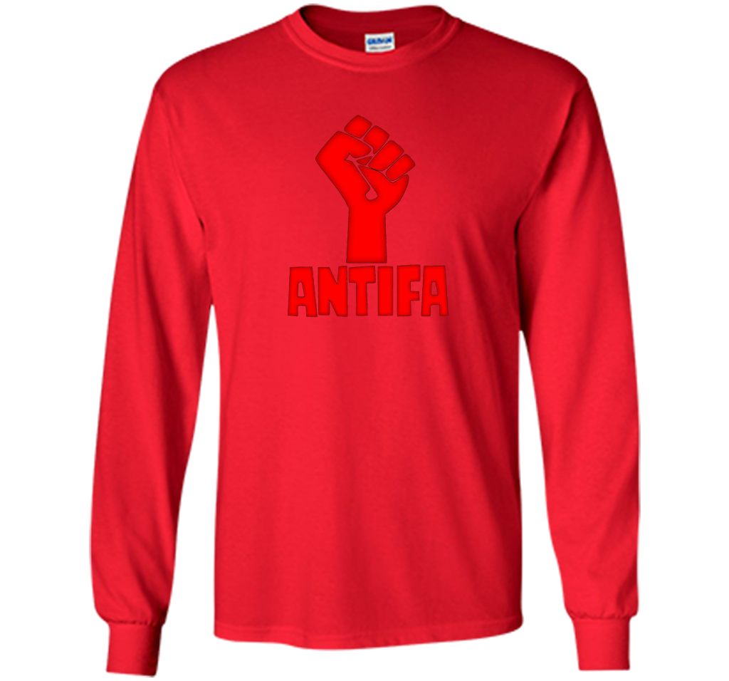 AntiFa Fist On Black T-shirt Red