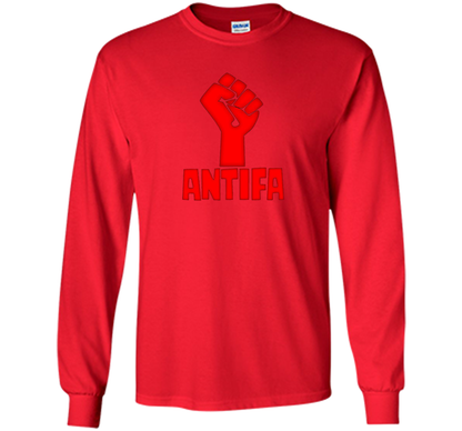 AntiFa Fist On Black T-shirt Red