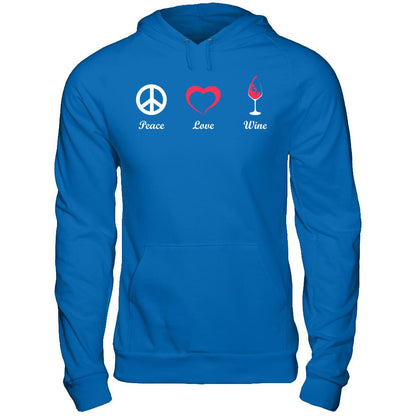 Peace Love Wine Gildan - Pullover Hoodie Royal
