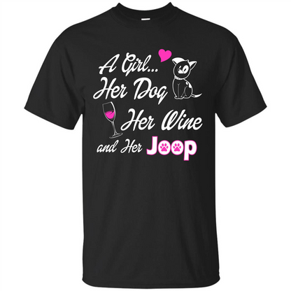 Dog T-shirt A Girl Her Dog Her Wine And Her Joop T-shirt Black
